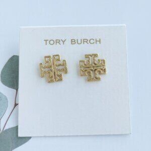 Britten Logo Gold Stud Earrings by Tory Burch